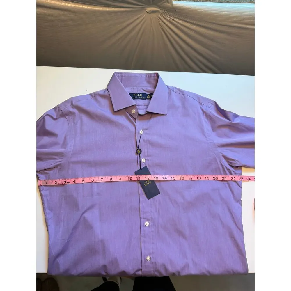 Polo Ralph Lauren Mens Button Up Shirt Size 16 /40-41 Purple Preppy Classic